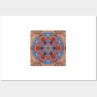 circular primary coloured hexagonal kaleidoscope floral fantasy design Posters and Art
